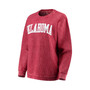 Women's Crimson Oklahoma Sooners Comfy Cord Vintage-Like Wash Basic Arch Pullover Sweatshirt