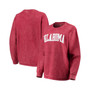 Women's Crimson Oklahoma Sooners Comfy Cord Vintage-Like Wash Basic Arch Pullover Sweatshirt