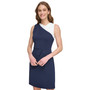 Women's Sleeveless Foldover-Neck Scuba Crepe Sheath Dress