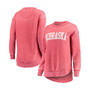 Women's Scarlet Nebraska Huskers Vintage-Like Wash Pullover Sweatshirt