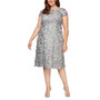 Plus Size Rosettes Lace A-Line Dress