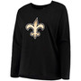 Women's Plus Size Black New Orleans Saints Primary Logo Long Sleeve T-shirt
