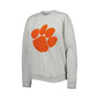 Women's Heather Heather Gray Clemson Tigers Chenille Patch Fleece Sweatshirt