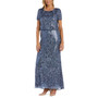 Women's Sequin Embellished Short-Sleeve Blouson Gown