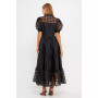 Women's Gridded Organza Tiered Maxi Dress