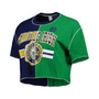 Women's Green, Navy Notre Dame Fighting Irish Colorblock Cropped T-shirt
