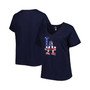 Women's Navy Los Angeles Dodgers Plus Size Americana V-Neck T-shirt