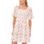 Women's Smocked-Bodice Elbow-Sleeve Floral Dress
