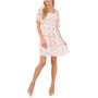 Women's Smocked-Bodice Elbow-Sleeve Floral Dress
