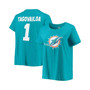 Women's Branded Tua Tagovailoa Aqua Miami Dolphins Plus Size Name and Number T-shirt