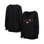 Women's Black Denver Broncos Sequin Logo V-Neck Pullover Sweatshirt