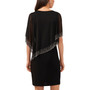Women's Short-Sleeve Overlay Beaded Cape Dress
