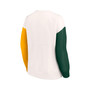 Women's Branded White Green Bay Packers Colorblock Primary Logo Pullover Sweatshirt