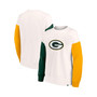 Women's Branded White Green Bay Packers Colorblock Primary Logo Pullover Sweatshirt