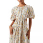 Women's Shelby Printed Balloon-Sleeve Cutout Midi Dress