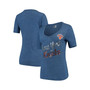 Women's Heathered Blue New York Knicks Tri-Blend U-Neck Jersey T-shirt