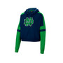 Women's Heather Navy Notre Dame Fighting Irish Throwback Stripe Arch Logo Cropped Pullover Hoodie