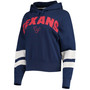 Women's Navy, White Houston Texans Sideline Stripe Pullover Hoodie