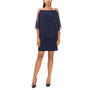 Women's Embellished-Trim Sheer-Overlay Jersey Dress
