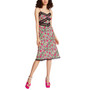 Women's Floral-Print Lace-Trimmed Tie-Waist Midi Dress
