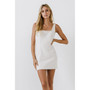 Women's Chain Trimmed Square Neckline Mini Dress