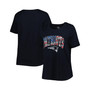 Women's Branded Navy New England Patriots Plus Size Banner Wave V-Neck T-shirt