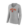 Women's Branded Heather Gray Maryland Terrapins Evergreen Campus Long Sleeve V-Neck T-shirt
