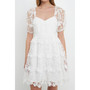 Women's Crochet Lace Bustier Puff Mini Dress