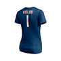 Women's Branded Justin Fields Navy Chicago Bears Logo Player Icon Name and Number V-Neck T-shirt