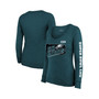 Women's Threads Midnight Green Philadelphia Eagles Super Bowl LVII Local Phrase Tri-Blend Long Sleeve Scoop Neck T-shirt