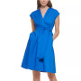Women's Cotton V-Neck A-Line Tie-Waist Dress