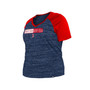 Women's Navy Boston Red Sox Plus Size Space Dye Raglan V-Neck T-shirt