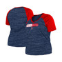 Women's Navy Boston Red Sox Plus Size Space Dye Raglan V-Neck T-shirt