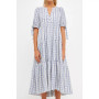 Women's Gingham Tiered Dress with Bow-Tie Sleeves