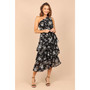 Womens Brigette One Shoulder Tiered Midi Dress