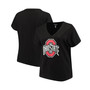 Women's Black Ohio State Buckeyes Plus Size Primary Logo V-Neck T-shirt