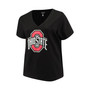 Women's Black Ohio State Buckeyes Plus Size Primary Logo V-Neck T-shirt