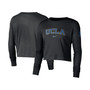 Women's Black UCLA Bruins 2-Hit Cropped Long Sleeve Logo T-shirt