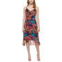 Women's Ruffled Printed Chiffon Midi Slip Dress