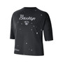Women's Black Brooklyn Nets Courtside Splatter Cropped T-shirt