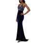 Women's Embellished-Bodice Velvet Long Sheath Dress