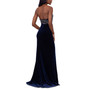 Women's Embellished-Bodice Velvet Long Sheath Dress