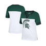 Women's White, Heather Green Michigan State Spartans Frost Yourself Notch Neck T-shirt