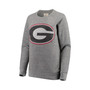 Women's Heathered Gray Georgia Bulldogs Big Team Logo Knobi Fleece Tri-Blend Crew Neck Sweatshirt