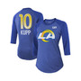 Women's Cooper Kupp Royal Los Angeles Rams Super Bowl LVI Bound Name and Number Raglan 3/4 Sleeve T-shirt