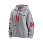 Women's Gray Nebraska Huskers Mixed Media Full-Zip Hoodie