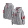 Women's Gray Nebraska Huskers Mixed Media Full-Zip Hoodie
