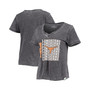 Women's Heathered Black Texas Longhorns Burnout Loose Fit V-Neck T-shirt