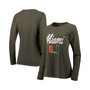 Women's Green Miami Hurricanes Payton Elbow Patch Slub Raglan Long Sleeve T-shirt