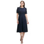 Petite Polka-Dot Ruched-Sleeve Midi Dress